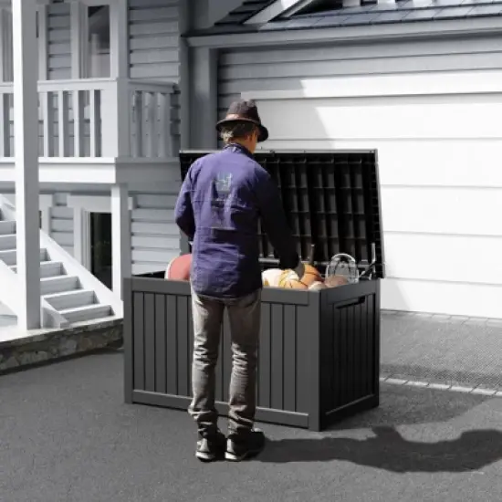 Sersper Outdoor Storage Box, 230 Gallon Deck Box Lockable Large Outdoor Container for Garden Tools, Waterproof and UV Resistant, Black image {7}