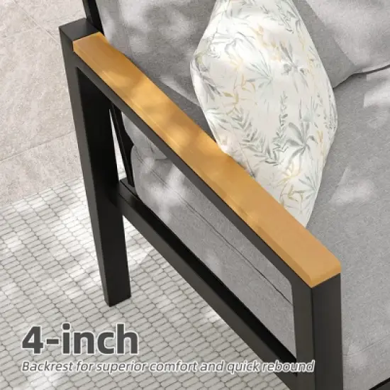 Outdoor Patio Sofa Set 4 Piece Aluminum Furniture with Glass Coffee Table and Washable Cushions for Garden, Porch, Terrace image {3}