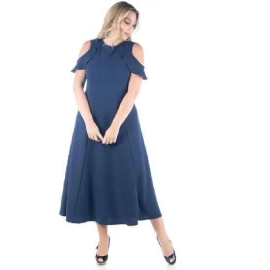 Ruffle Cold Shoulder A Line Maxi Plus Size Dress image {5}