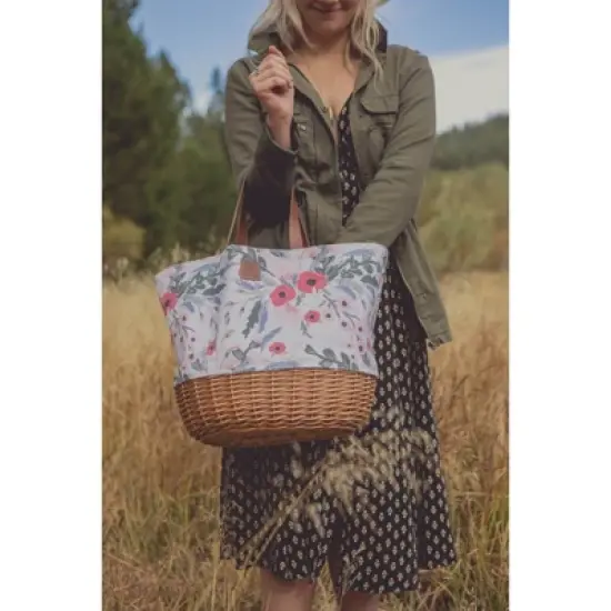 Picnic Time Promenade Floral Pattern Picnic Basket: Wicker & Canvas, Botanical Design, Disney's The Little Mermaid image {10}