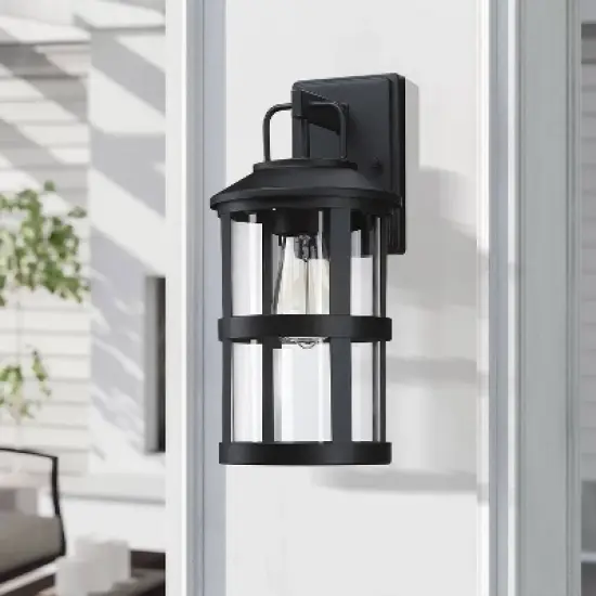 Glass Outdoor Wall Light Black - Wellfor image {5}