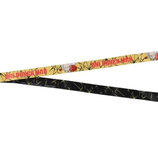 One Punch Man Lanyard ID Badge Holder Manga Saitama w/ Rubber Pendant image {3}