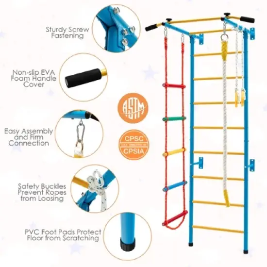 Costway 5 in 1 Kids Indoor Gym Playground Swedish Wall Ladder Children Home Climbing Gym image {7}