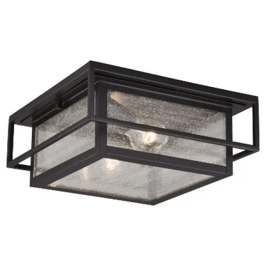 VAXCEL Hyde Park Bronze Mission Square Outdoor Flush Mount Ceiling Light Clear Glass image {9}