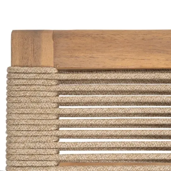 Christopher Knight Home Addison Rustic Outdoor Acacia Wood Chaise Lounge with Rope Seating (Set of 4), Teak/Beige image {5}