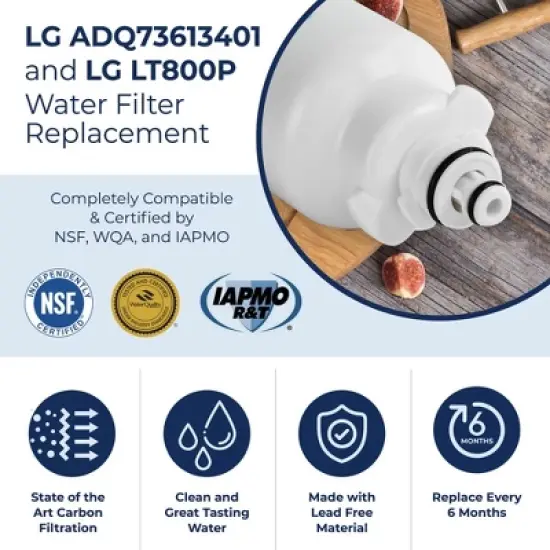 PureLine LG LT800P Refrigerator Water Filter Replacement ADQ73613401, LSXS26326S, LMXS30776S, LMXC23746S, LSXS26366S, Kenmore 46-9490, R-9490 (6 Pack) image {5}