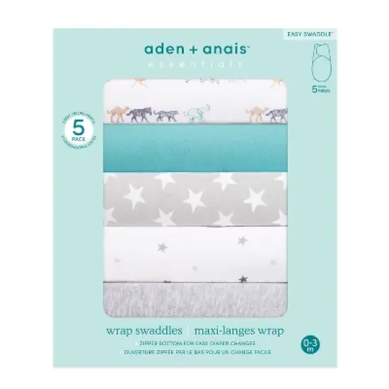 aden + anais Essentials Easy Swaddle Wrap - 0-3 Months - 5pk image {6}