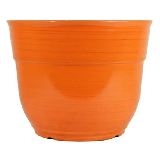 Garden Elements Indoor/Outdoor Glazed Brushed Happy Plastic Planter, Large, 15in image {7}