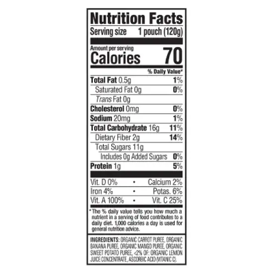 HappyTot Love My Veggies Carrot Banana Mango & Sweet Potato Baby Food Pouch - (Select Count) image {7}