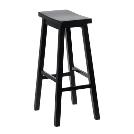 PJ Wood Classic Saddle-Seat 29" Tall Kitchen Counter Stools for Homes, Dining Spaces, and Bars with Backless Seats and 4 Square Legs, Black (8 Pack) image {3}