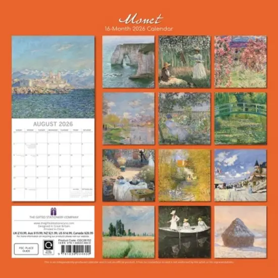 2026 Square Wall Calendar, Monet, 16-Month Arts & Antiques Theme with 180 Reminder Stickers (12x12 In) image {3}
