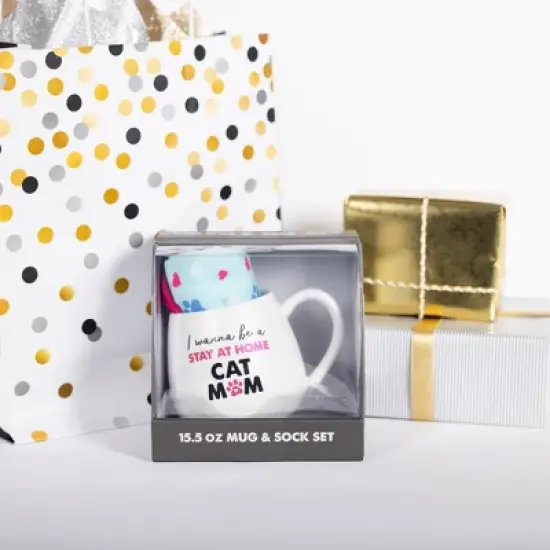 Pavilion Gift Company - Cat Mom - 15.5 oz Mug and Sock Set - Drinkware image {3}