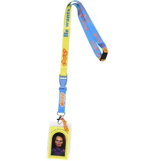 Child's Play Chucky Doll ID Lanyard Badge Holder w Chucky Emblem Rubber Pendant image {4}