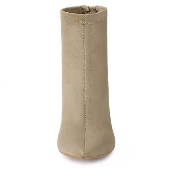 Allegra K Women's Pointed Toe Zipper Chunky Heels Ankle Boots image {2}