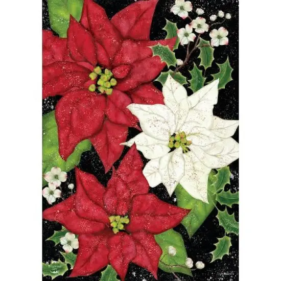 Briarwood Lane House Flag 40x28 For Outdoor Festive Poinsettias Christmas House Flag Flag For Christmas House Flag image {2}