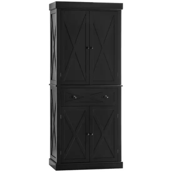 HOMCOM Freestanding Modern Farmhouse 4 Door Kitchen Pantry Cabinet, Storage Cabinet Organizer with 6-Tiers, 1 Drawer and 4 Adjustable Shelves image {7}
