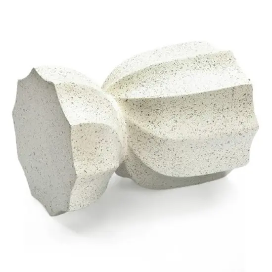 LuxenHome Off White with Gray Cement Hourglass Side Table image {5}