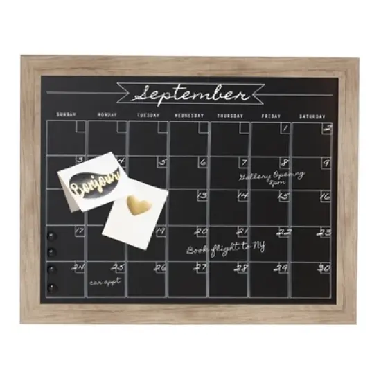 29" x 23" Beatrice Framed Magnetic Chalkboard Calendar Rustic Brown - DesignOvation image {1}