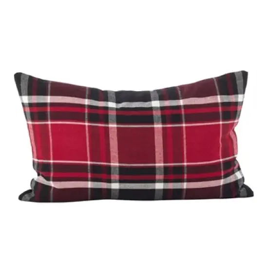 12"x20" Jarret Plaid Pillow Down Filled Red - SARO Lifestyle image {1}