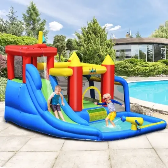 Costway Inflatable Bouncer Water Slide Bounce House Splash Pool without Blower image {2}