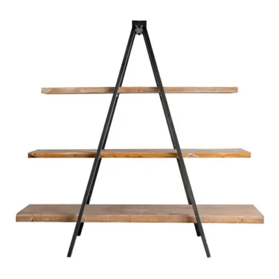73" Ramsden Solid Wood and Iron Tripod Book Shelf Brown/Black - A&B Home image {2}