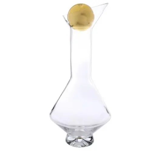 Classic Touch Glass Diamond Shaped Decanter with Gold Lid image {2}