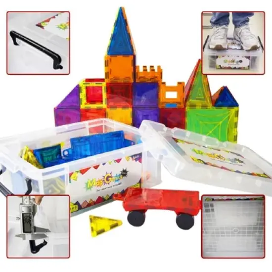 Mag Genius - 108 pieces of Magnetic Shaped Building Tiles STEM Authenticated Educational Toys image {6}