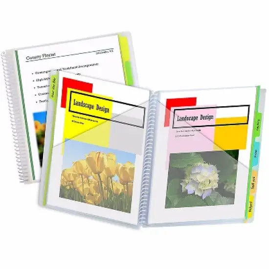 C-Line Poly Portfolio with Write-On Index Tabs 10-Pocket Portfolio Spiral Bound Clear Pack of 3 image {1}
