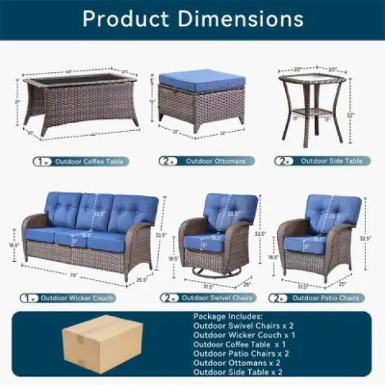 10 Pieces Gymojoy Sofa Chairs Ottoman with Swivel Chairs image {1}