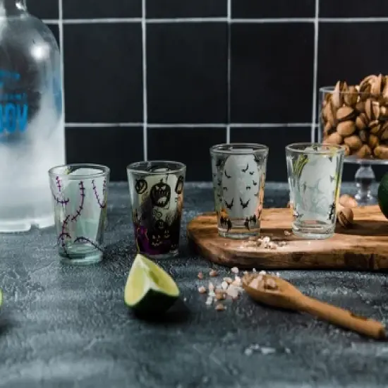 Silver Buffalo Disney Nightmare Before Christmas Halloween Town Mini Shot Glasses | Set of 4 image {3}