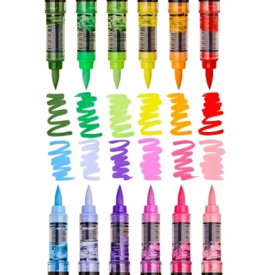 KINGART PRO Acrylic Paint Brush Pens 12 Foral Colors image {2}