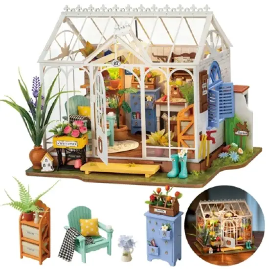 ROBOTIME Dreamy Garden House DIY Miniature House Kit Christmas Birthday Gifts for Boys & Girls, Multicolored, 9.6"*7.5"*7.5" image {5}