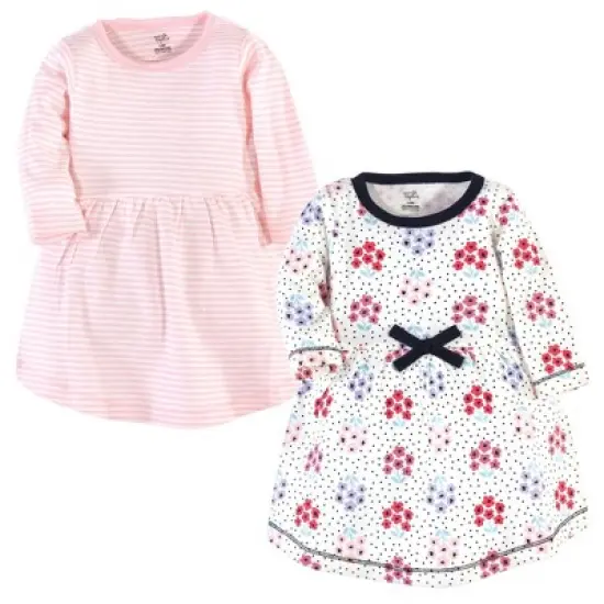 Touched by Nature Baby and Toddler Girl Organic Cotton Long-Sleeve Dresses 2pk, Floral Dot image {3}