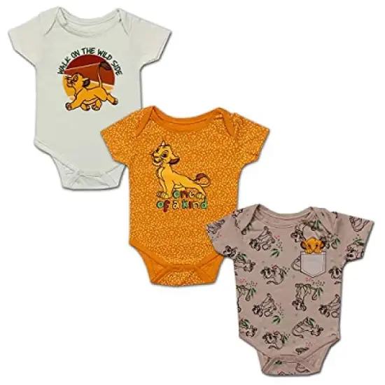 Disney Boy's 3-Pack Character Print Short Sleeve Bodysuit Creeper Set image {8}