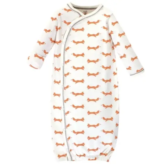 Touched by Nature Baby Organic Cotton Side-Closure Snap Long-Sleeve Gowns 3pk, Fox image {3}