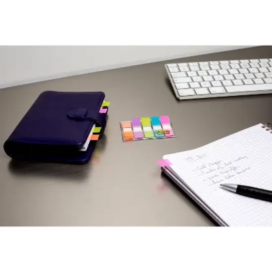 Post-it&reg; Flags, Assorted Bright Colors, .5 in. Wide, 100 Flags/On-the-Go Dispenser: Multicolor Removable File Tabs image {9}