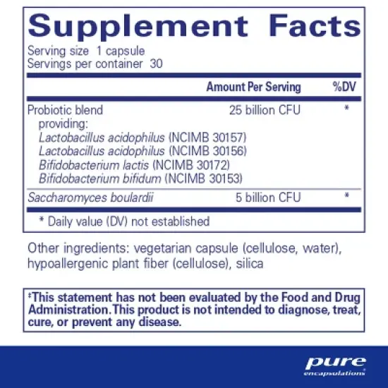 Pure Encapsulations PureBi&bull;Ome Intensive - Hypoallergenic Multi-Strain Probiotic Blend to Support Healthy Intestinal Microflora Balance - 30 Capsules image {1}