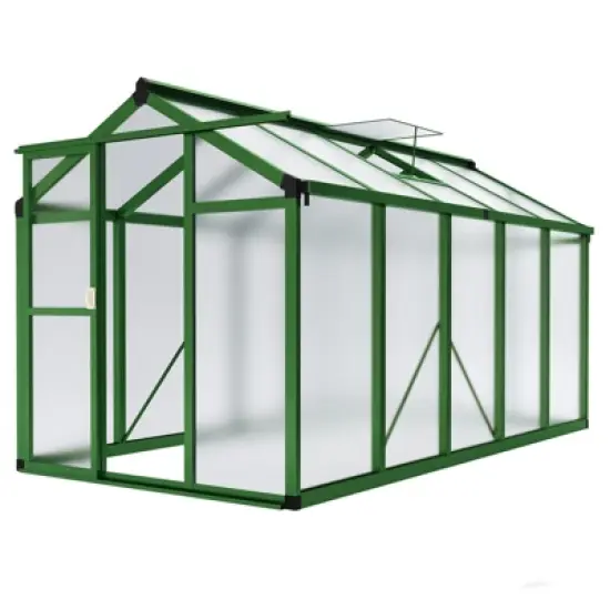 Large Aluminum Walk-in Green Houses for Outdoors, Polycarbonate Greenhouse with Sliding Doors & Roof Vent, Sunroom Winter Greenhouse, Backyard Garden image {7}