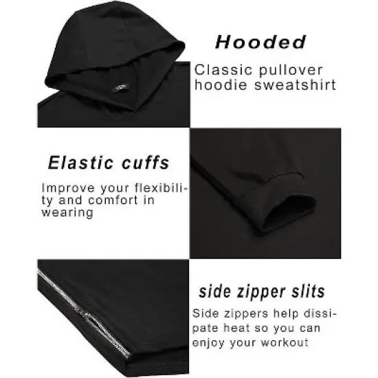 COOFANDY Men's Workout Sweatshirts Long Sleeve Muscle Fit Athletic Gym Hoodies Pullover image {3}