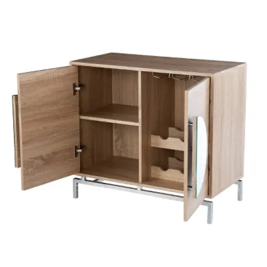 Befail Bar Cabinet with Wine Storage Natural/Chrome - Aiden Lane image {6}