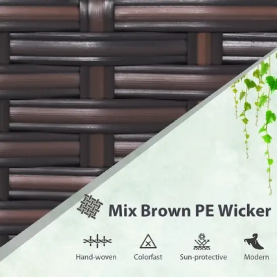 Costway 3PCS Patio Wicker Furniture Set with Beige & Navy Cushion Covers Balcony image {5}