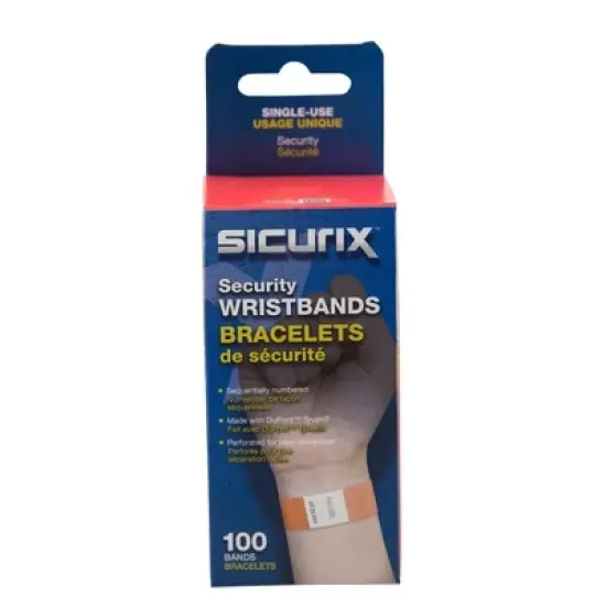 SICURIX Sequentially Numbered Security Wristbands, 3/4", Orange, Pack of 100 image {4}