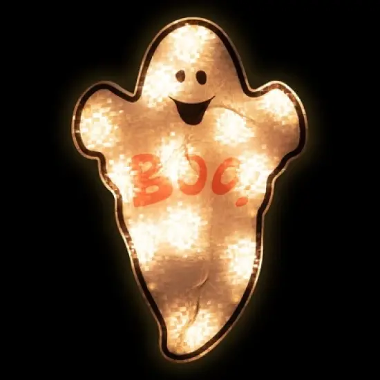 Northlight Lighted Holographic Boo Ghost Halloween Window Decoration - 12" image {1}