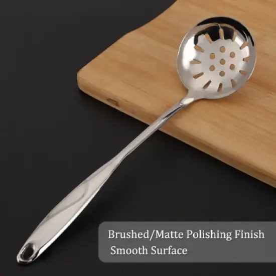 Unique Bargains Heat-resistant Non-stick Stainless Steel Slotted Spoon Strainer Silver Tone 10.6" Length image {2}