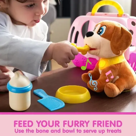 Joyfy Plush Dog Toys for Kids, Interactive Puppy Toy with Lights & Sounds, Pet Care Toys, Pretend Playset for Toddlers, Birthday Gifts for Boys Girls image {1}