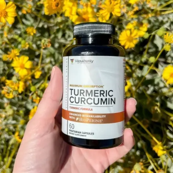 Natural Turmeric Capsules with Bioperine Black Pepper, Powerful Antioxidant to Support Healthy Joints and Reduce Inflammation, Vitauthority, 60ct image {4}