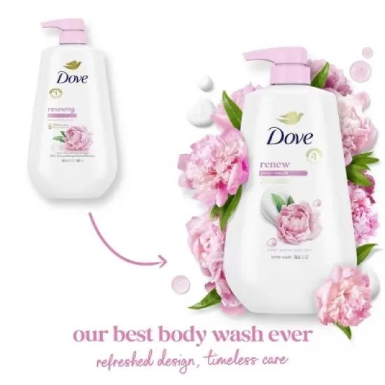 Dove Renew Body Wash Pump Peony & Rose Oil Nourishing 24hr Lotion-Soft Skin - 30.6 fl oz image {2}