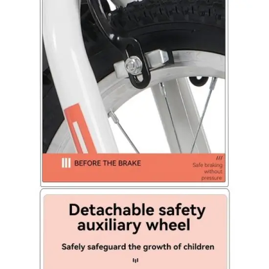 NicBex 16" Kids Bike with Detachable Training Wheels for Girls & Boys Aged 4-8,Height 41-53",Carbon Steel Frame,Heavy Duty Front Basket image {8}