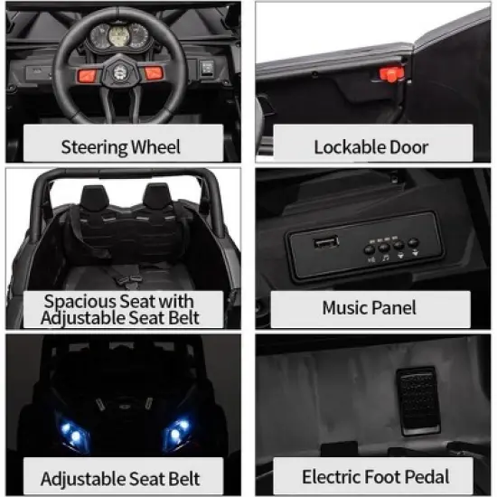 Kids Ride On Car, 24V Ride On UTV, Battery Powered Electric Off-Road UTV Car w/Remote Control, 200W Motor, Spring Suspension, LED Headlights image {1}