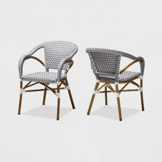Set of 2 Eliane Indoor and Outdoor Stackable Bistro Dining Chairs - BaxtonStudio image {6}
